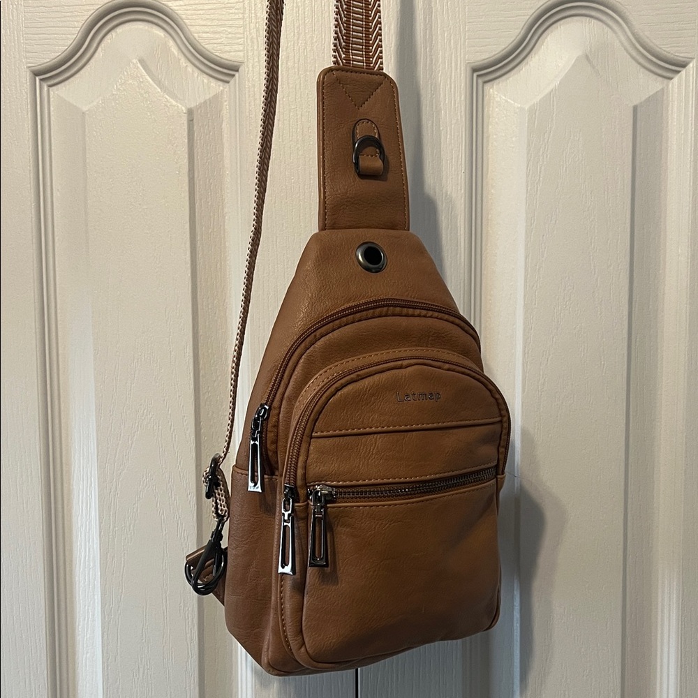 Latmap Elegant Tan/ White Crossbody Bag-Women’s-Adjustable Strap- - Picture 3 of 16